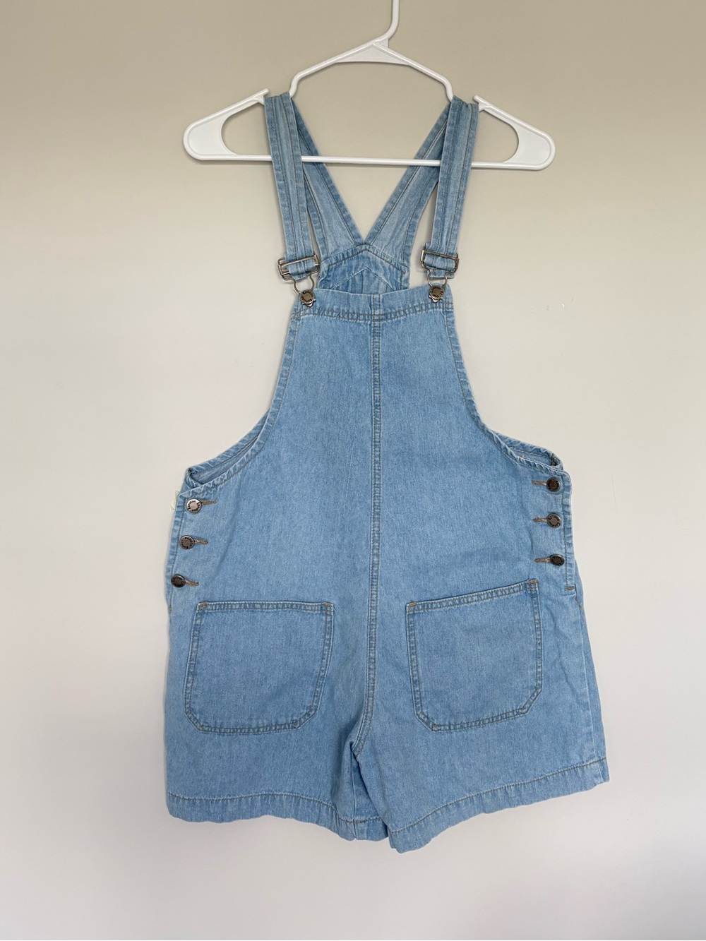 Vintage 90s London London Denim Overall Shorts Medium Wash Cotton Shortalls M